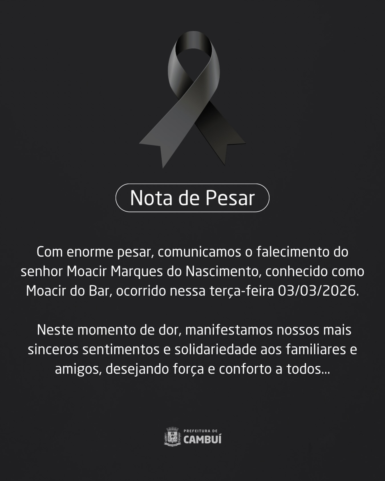 Post do instagram da Prefeitura de Mandirituba